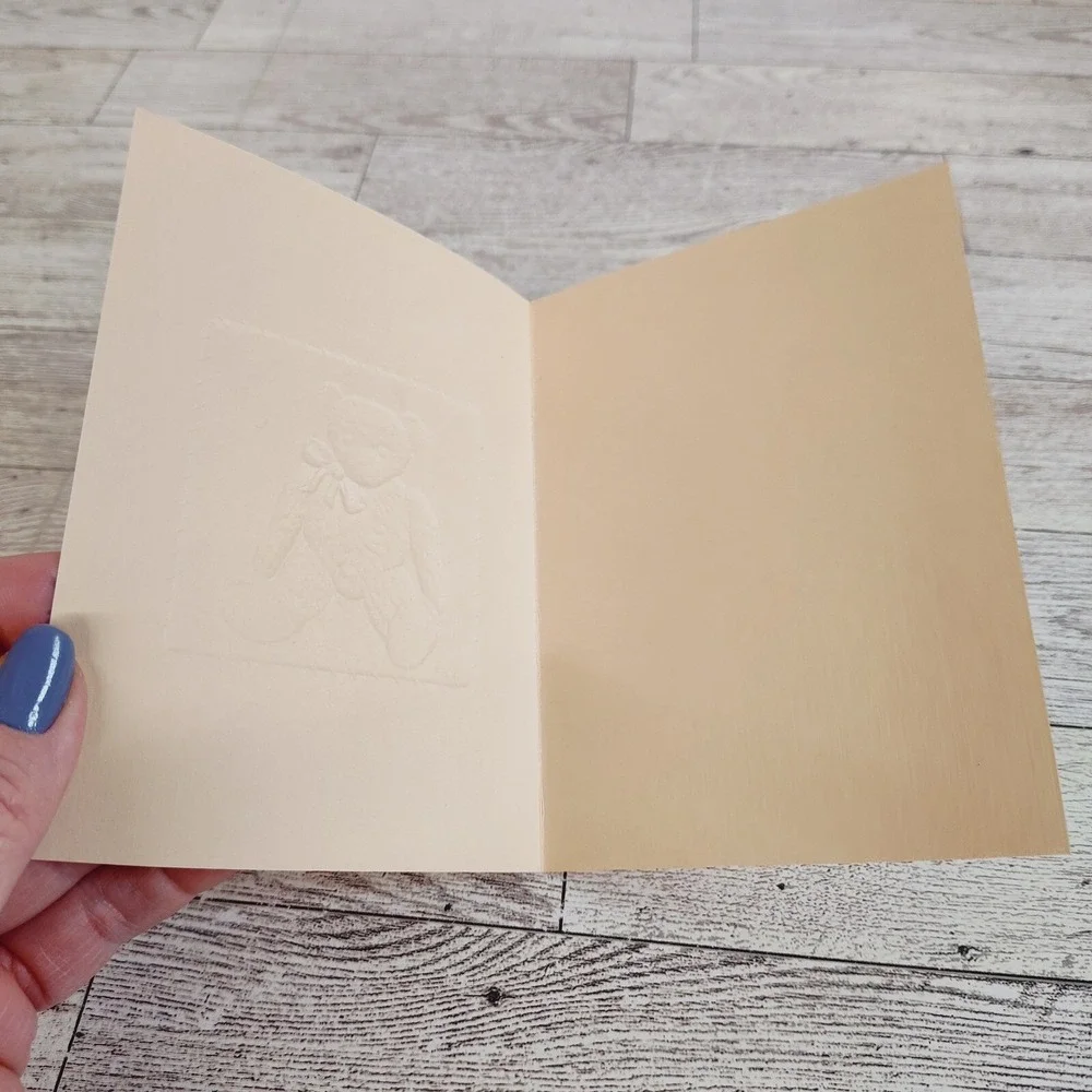 Embossed Teddy Bear‎ Blank Note Card Made in USA Any Occasion Red Envelope